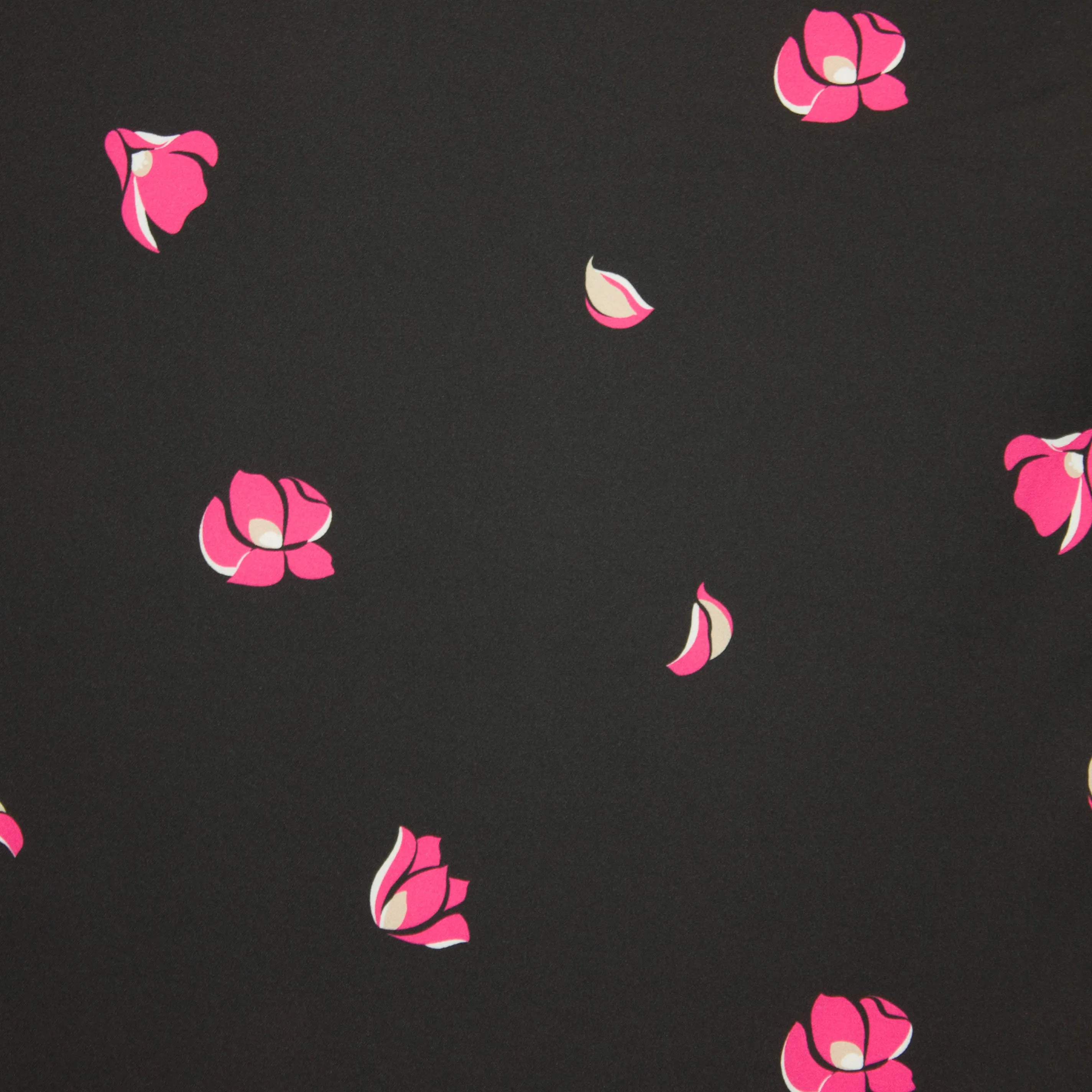 Polyester licht elastisch zwart met roze bloemen
